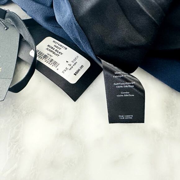 Rag & Bone Rosa Silky Jumpsuit 4 NWT Navy/Black Spaghetti Strap Summer Wedding - Picture 7 of 7